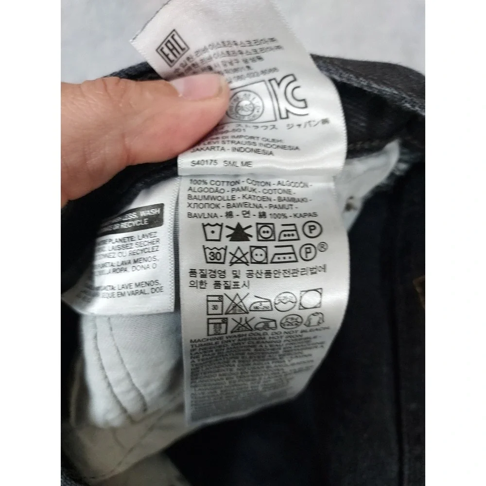 Levis 501 Jeans Mens 32x34 Original Fit Button Fly Black Denim Straight Leg EUC